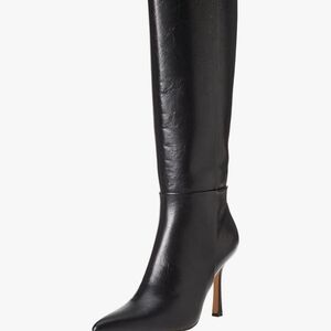 Sleek Black Leather Heeled Boots